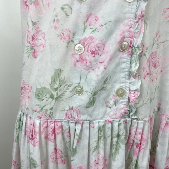 Vintage Victoria Secret Dress Medium Cotton Gold Label Pink Roses Midi Boho - Picture 6 of 8